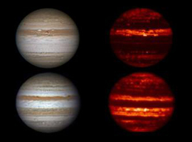 Atmospheric zones and glowing belts in Jupiter's atmosphere